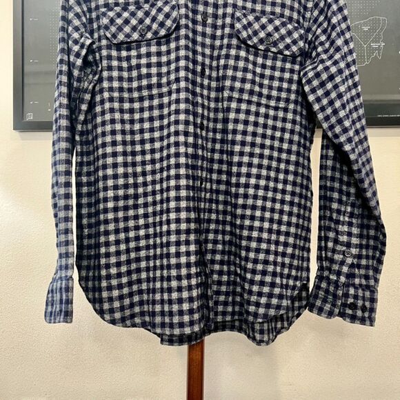 NWOT Unis NYC - "Toby" LS Cotton Flannel Gingham Shirt Medium - Blue, Grey - Picture 6 of 8